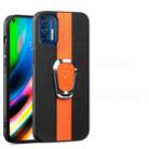 For Motorola Moto G9 Plus Magnetic Litchi Leather Back Phone Case with Holder(Orange) - 1