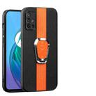 For Motorola Moto G30/G20/G10 Magnetic Litchi Leather Back Phone Case with Holder(Orange) - 1