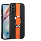 For Motorola Moto G60 Magnetic Litchi Leather Back Phone Case with Holder(Orange) - 1