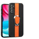 For Motorola Moto G60S Magnetic Litchi Leather Back Phone Case with Holder(Orange) - 1