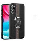 For Motorola Moto G60S Magnetic Litchi Leather Back Phone Case with Holder(Black) - 1