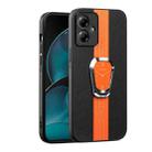 For Motorola Moto G14 Magnetic Litchi Leather Back Phone Case with Holder(Orange) - 1