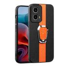 For Motorola Moto G24 Magnetic Litchi Leather Back Phone Case with Holder(Orange) - 1