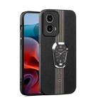 For Motorola Moto G34 Magnetic Litchi Leather Back Phone Case with Holder(Black) - 1