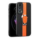 For Motorola Edge 20 Pro Magnetic Litchi Leather Back Phone Case with Holder(Orange) - 1