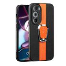 For Motorola Edge 30 Pro Magnetic Litchi Leather Back Phone Case with Holder(Orange) - 1