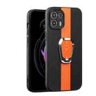 For Motorola Edge 20 Lite Magnetic Litchi Leather Back Phone Case with Holder(Orange) - 1