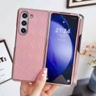 For Samsung Galaxy Z Fold5 5G Diamond Pattern Plating Shockproof Phone Case with Pen(Pink) - 1