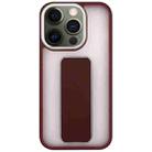 For iPhone 12 Pro Max Skin-Feel Plating Wrist Strap Stand Phone Case(Coffee) - 1