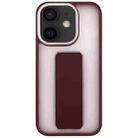 For iPhone 12 / 12 Pro Skin-Feel Plating Wrist Strap Stand Phone Case(Coffee) - 1