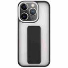For iPhone 11 Pro Skin-Feel Plating Wrist Strap Stand Phone Case(Black) - 1