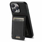 For iPhone 15 Pro Suteni H03 Litchi Leather Card Bag Stand Back Phone Case(Black) - 3