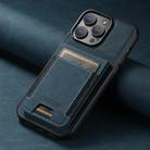 For iPhone 14 Pro Suteni H03 Litchi Leather Card Bag Stand Back Phone Case(Blue) - 2