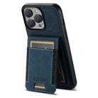 For iPhone 14 Pro Suteni H03 Litchi Leather Card Bag Stand Back Phone Case(Blue) - 3