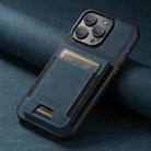 For iPhone 13 Pro Max Suteni H03 Litchi Leather Card Bag Stand Back Phone Case(Blue) - 2