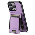 For iPhone 13 Pro Suteni H03 Litchi Leather Card Bag Stand Back Phone Case(Purple) - 3