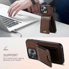 For iPhone 16 Suteni H03 Litchi Leather Card Bag Stand Back Phone Case(Brown) - 2