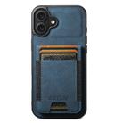 For iPhone 16 Suteni H03 Litchi Leather Card Bag Stand Back Phone Case(Blue) - 1