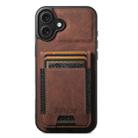 For iPhone 16 Plus Suteni H03 Litchi Leather Card Bag Stand Back Phone Case(Brown) - 1