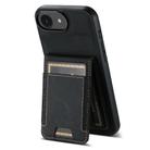 For iPhone 16e Suteni H03 Litchi Leather Card Bag Stand Back Phone Case(Black) - 1