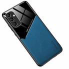 For Samsung Galaxy A14 All-inclusive Leather Organic Glass Phone Case with Metal Iron Sheet(Blue) - 1