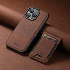 For iPhone 15 Pro Max Suteni H17 Litchi Texture Leather MagSafe Detachable Wallet Phone Case(Brown) - 2