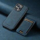 For iPhone 15 Pro Max Suteni H17 Litchi Texture Leather MagSafe Detachable Wallet Phone Case(Blue) - 2