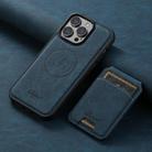 For iPhone 13 Pro Suteni H17 Litchi Texture Leather MagSafe Detachable Wallet Phone Case(Blue) - 2