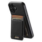 For iPhone 16 Suteni H17 Litchi Texture Leather MagSafe Detachable Wallet Phone Case(Black) - 1