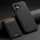 For iPhone 16 Suteni H17 Litchi Texture Leather MagSafe Detachable Wallet Phone Case(Black) - 2