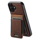 For iPhone 16 Suteni H17 Litchi Texture Leather MagSafe Detachable Wallet Phone Case(Brown) - 1