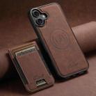 For iPhone 16 Suteni H17 Litchi Texture Leather MagSafe Detachable Wallet Phone Case(Brown) - 2