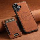 For iPhone 16 Suteni H17 Litchi Texture Leather MagSafe Detachable Wallet Phone Case(Khaki) - 2