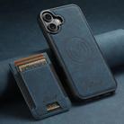 For iPhone 16 Suteni H17 Litchi Texture Leather MagSafe Detachable Wallet Phone Case(Blue) - 2