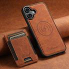 For iPhone 16 Plus Suteni H17 Litchi Texture Leather MagSafe Detachable Wallet Phone Case(Khaki) - 2