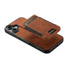 For iPhone 16 Plus Suteni H17 Litchi Texture Leather MagSafe Detachable Wallet Phone Case(Khaki) - 3