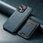 For iPhone 12 Pro Suteni H17 Oil Eax Leather MagSafe Detachable Wallet Phone Case(Blue) - 2