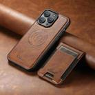 For iPhone 15 Pro Suteni H17 Oil Eax Leather MagSafe Detachable Wallet Phone Case(Brown) - 2