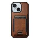 For iPhone 15 Plus Suteni H17 Oil Eax Leather MagSafe Detachable Wallet Phone Case(Brown) - 1