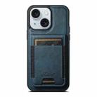 For iPhone 15 Plus Suteni H17 Oil Eax Leather MagSafe Detachable Wallet Phone Case(Blue) - 1