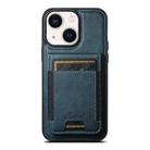 For iPhone 14 Plus Suteni H17 Oil Eax Leather MagSafe Detachable Wallet Phone Case(Blue) - 1