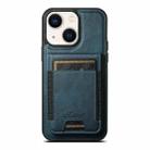 For iPhone 13 Suteni H17 Oil Eax Leather MagSafe Detachable Wallet Phone Case(Blue) - 1