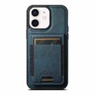 For iPhone 12  Suteni H17 Oil Eax Leather MagSafe Detachable Wallet Phone Case(Blue) - 1