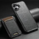 For iPhone 16 Suteni H17 Oil Eax Leather MagSafe Detachable Wallet Phone Case(Black) - 2