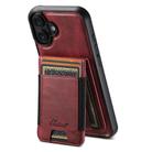 For iPhone 16 Suteni H17 Oil Eax Leather MagSafe Detachable Wallet Phone Case(Red) - 1