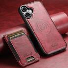 For iPhone 16 Suteni H17 Oil Eax Leather MagSafe Detachable Wallet Phone Case(Red) - 2