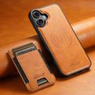 For iPhone 16 Suteni H17 Oil Eax Leather MagSafe Detachable Wallet Phone Case(Khaki) - 2