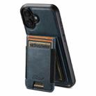 For iPhone 16 Suteni H17 Oil Eax Leather MagSafe Detachable Wallet Phone Case(Blue) - 1