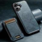 For iPhone 16 Suteni H17 Oil Eax Leather MagSafe Detachable Wallet Phone Case(Blue) - 2
