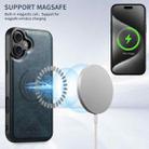 For iPhone 16 Suteni H17 Oil Eax Leather MagSafe Detachable Wallet Phone Case(Blue) - 3